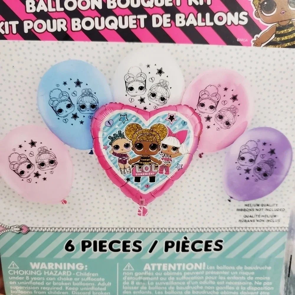 New L.O.L. Surprise Balloon Bouquet Kit 6 PC Mylar Foil Latex Birthday Party